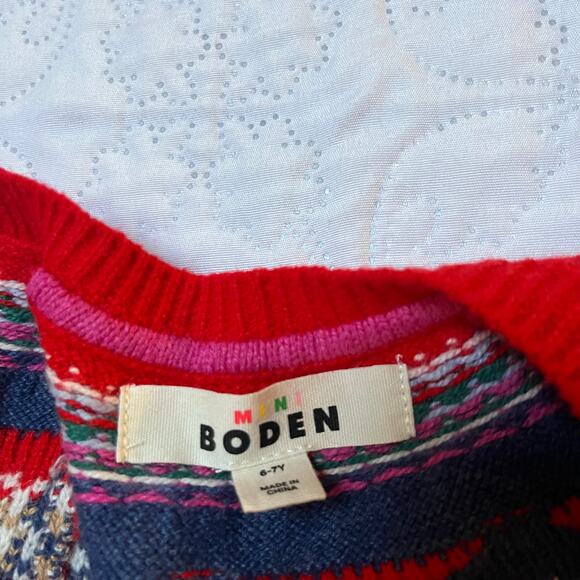 Mini Boden Fair Isle Wool Blend Holiday Cardigan Sweater Size 6/7 - Picture 6 of 8